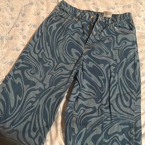 Swirl patterned jeans